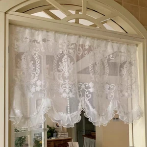 White Lace Windows Curtain Floral Embroidered Sheer Half Curtains Home DecorX - Picture 1 of 19