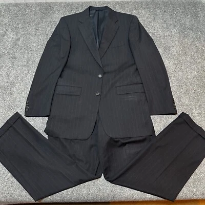 Burberry London Suit Mens 42 Long Navy Wool Pleated Pants Made In USA - Image 1 of 4