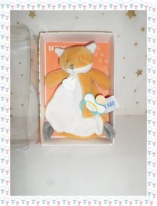 ㊱ Coffret Doudou Plat Renard Roméo Orange Blanc Gris Attache Sucette Baby Nat - Imagen 1 de 2