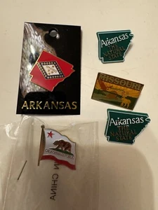 Lot Of 5 State Pins Lapel Hat Shirt Arkansas Missouri California - Picture 1 of 2