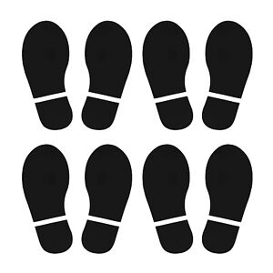4 Pairs 5.9x2.5" Footprints Floor Stickers Floor Wall Stairs Decal Black