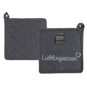 2x Topflappen Lieblingsessen Ofenhandschuh Untersetzer Backofen Retro Grau - Bild 1 von 1