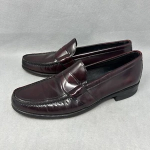 Stafford Comfort Plus Mens Burgundy Leather Slip On Loafers Sz 12 - Picture 1 of 13