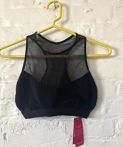Commando Chic Mesh Racerback Bra Black Cotton Crop Top Sz M/L New W Tags - Picture 1 of 6