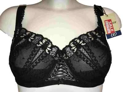 Sujetador de lujo Cotton Club Augusta negro y nude con aros sin relleno PVP £122  Foto 1 de 4