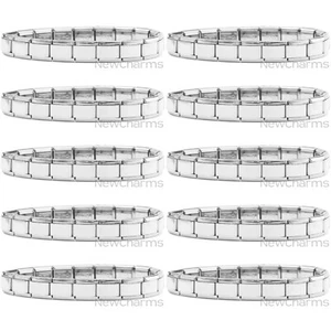 Ten (10) Italian Charm Starter Bracelets - Shiny Stainless Steel Jewelry - Picture 1 of 2