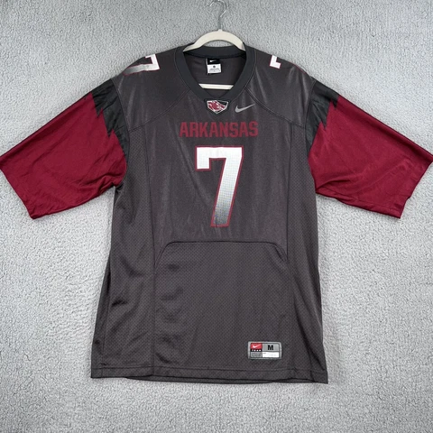 Arkansas Razorbacks Nike Jersey Mens Medium Alternate Gray/Red #7 NCAA Football Cover