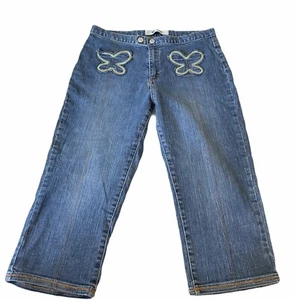 Gap Kids Denim Capri Butterfly Pockets Girls Size 14 Plus Womens Size 28 Y2K - Picture 1 of 5