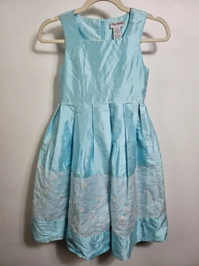 Abito vintage Polly Flinders blu smocked bambina taglia 8 - accenti pizzo - Foto 1 di 10