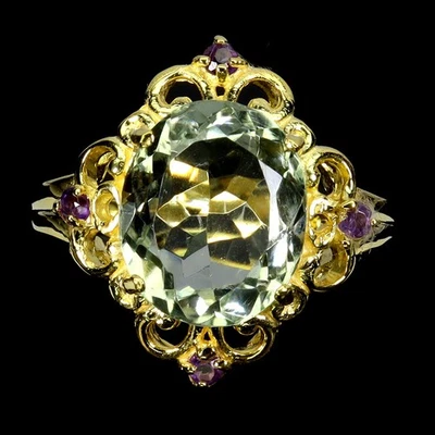 Black Friday 925 Sterling Silver Ring Green Amethyst 13x10mm Amethyst Jewelry 7 - Image 1 of 4