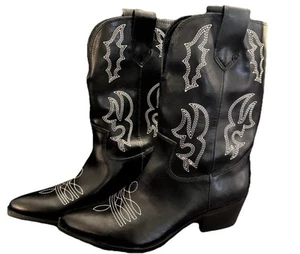 Ariat Inspired Women’s New Black Western Cowboy Boots Sz 8 Cool Retro Look - Picture 1 of 8