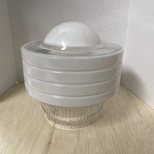 MCM Art Deco Platillo Luz de Techo Atómica Vidrio Esmerilado Globo 4" Montaje - Imagen 1 de 9
