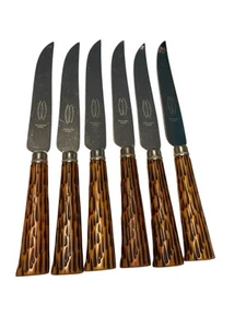 E Parker & Sons England 6 Steak Knives Bakelite Handle Sheffield England Vintage - Picture 1 of 7