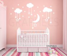 Moon and Stars Celestial Clouds Wall Decal Sticker Night Kids Bedroom Decor