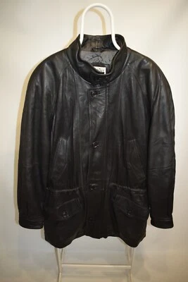 Christ Germany Leather Sheepskin Deer Nappa Lambskin Black Jacket Men's Size 52 - Image 1 of 4