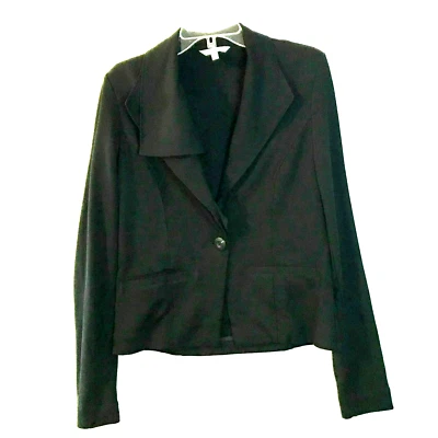 Blazer CAbi Para Mujer Talla Mediana Tejido Asimétrico Volantes Solapa Superposición Cuello Trasero Foto 1 de 4