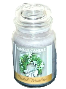Yankee Candle Frosted Mistletoe LARGE Jar 22 oz gray Christmas Holiday new - Picture 1 of 4