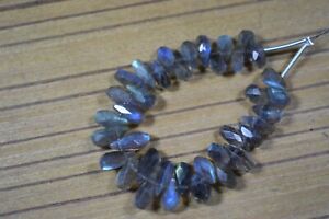 AAA Natural Blue Fire Labradorite Faceted Teardrop Gemstone 4" Beads For Jewelry