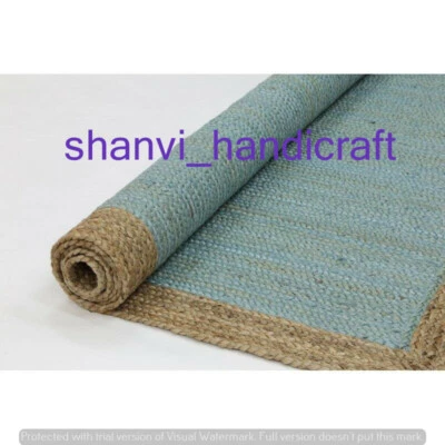 Natural Jute Home Decorative Indian Braided Rectangle Area Rug Floor Mat Carpet - Image 1 of 4