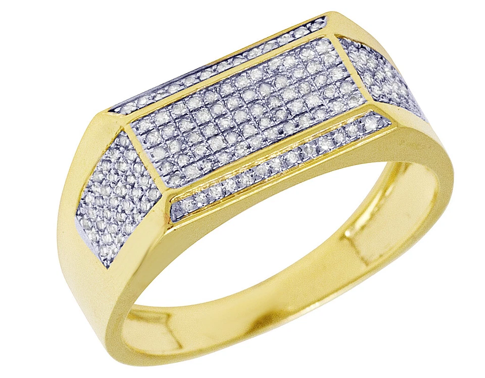 Banda de anillo meñique de diamantes con marco rectangular de oro amarillo para hombre 0,35 quilates Foto 1 de 1