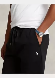 $90 Polo Ralph Lauren BLACK Poly cotton men's L double knit drawstring shorts - Picture 1 of 5