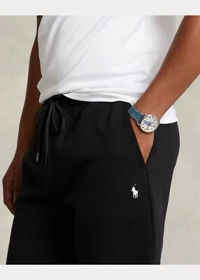 $90 Polo Ralph Lauren BLACK Poly cotton men's L double knit drawstring shorts - Image 1 of 4