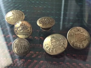 VINTAGE METAL BUTTONS Motoman Bi-plane Cones Boss overall shank links - Picture 1 of 12