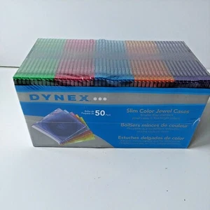 Dynex 50-Pack DVD/CD-ROM Slim Disc Jewel Cases Assorted Colors/New-Sealed/CD50C - Picture 1 of 4