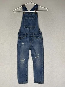 Gap Blue Sleeveless Denim Jeans Loose Overalls Distressed Girls Size X-Small - Picture 1 of 5