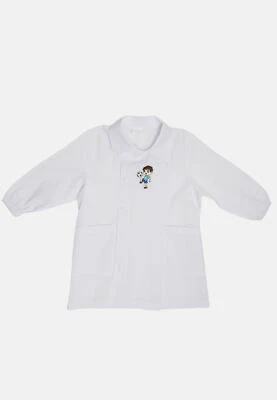 Grembiule Asilo Bambino Bianco Scuola Materna con Disegno e Colletto Classico - Immagine 1 di 4