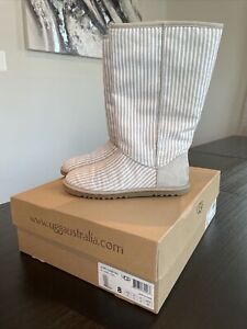 UGG Lo Pro Classic Tall Boots Women’s Size 8 EUC With Box Striped