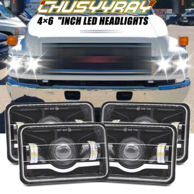 Faros LED de haz alto/bajo cromados de 4x6" para GMC C4500 C5500 Topkick 2003-2009 Foto 1 de 4