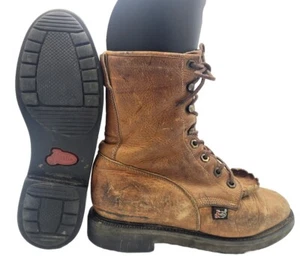 Justin Original L762 Brown Copper Leather Riding 7" Work Boots Sz 7c USA Made - Picture 1 of 24