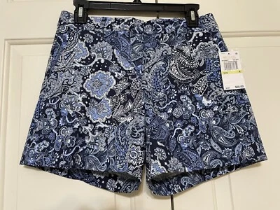NWT Michael Kors size 4 paisley navy blue chino shorts women's - Image 1 of 4