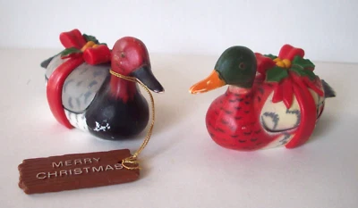 Navidad miniatura pato señuelos decoración Enesco 1983 figuras Foto 1 de 4
