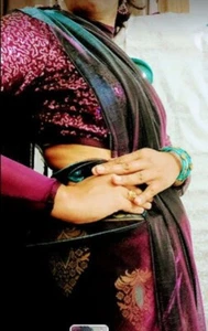 ~*~*~*~*~ Teal blue and purple purple shades Net dupatta-One of a Kind - Picture 1 of 2