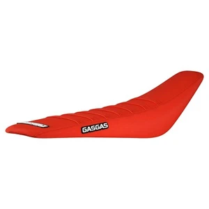 2021-2023 GASGAS MC EC 125-450 Seat Cover ALL RED / RED RIBS #173 LOGO - Picture 1 of 4