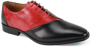 Men's Dress Shoes Plain Toe Oxfords Black/Red Lace Up ANTONIO CERRELLI 6980