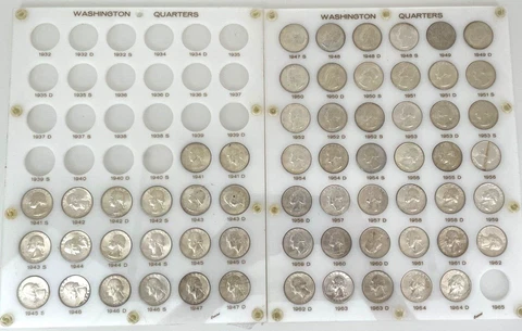 61- Piece GEM Washington Silver Quarter Set 1932-65 Cover