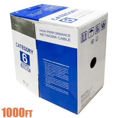 1000FT CAT6 Network LAN Ethernet UTP Bulk Cable Solid Copper Wire 23AWG Orange - Image 1 of 4