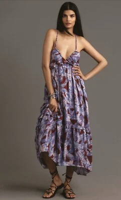 Anthropologie Midi Dress Sleeveless V Neck A Line Vacay Resort Boho Medium NWT - Image 1 of 4