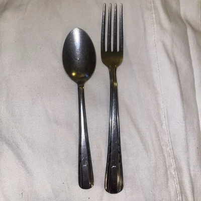 Lot of 2 Hull Model HUS3 18/8 Stainless Steel Teaspoon and fork - Image 1 of 4