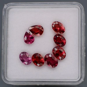 Oval&Pear Shape 6.5x4.5 to 7x5mm.Fancy Color Rhodolite Garnet Africa 8Pcs/6.70Ct - Picture 1 of 6