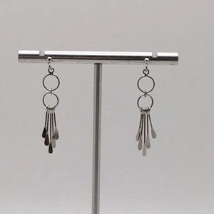 925 Sterling Silver Vintage Dainty Round Dangle Post Earrings ATI 925 #18 - Picture 1 of 10