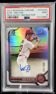 2022 Bowman Chrome WON-BIN CHO 1st Prospects Refractor Auto /499 PSA 9 Autograph - Image 1 of 2