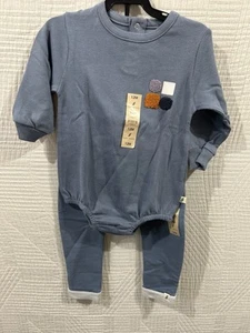 Easy Peasy 2 Piece Blue Shapes LS shirt And Knit Pants Size 12 M New - Picture 1 of 8