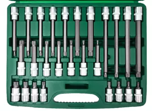 26 Pcs LONG SPLINE & SHORT SPLINE BIT SOCKET SET S2 STEEL TRIPLE SQUARE 12-PT - Foto 1 di 6