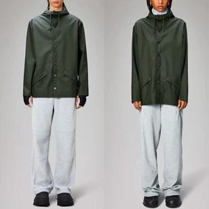 NWT RAINS Unisex Hooded Waterproof Rain Jacket 1201 in Green size M/L - Picture 1 of 11