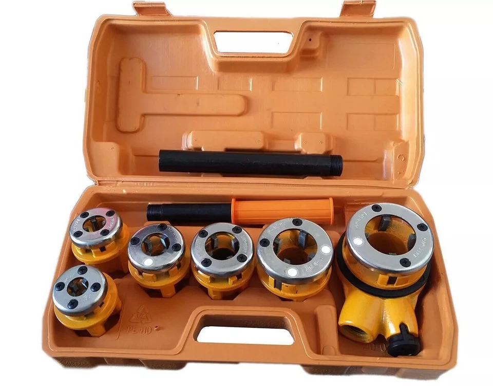 FILIERA FILIERE PER TUBI IDRAULICI CON PROLUNGA 7pz 1/4" 3/8" 1/2" 3/4" 1" 1-1/4 - Immagine 1 di 2