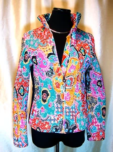 EUC Marker Thinsulate 8/S bunte Blumen Paisley gesmokt gefüttert Reißverschluss Jacke - Bild 1 von 7